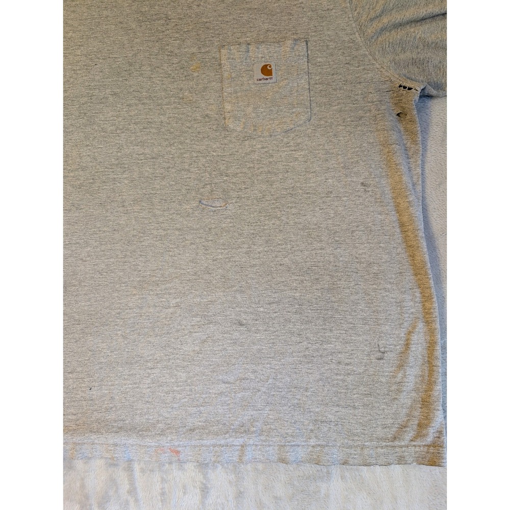 Thrashed Carhartt K87 Pocket Tee Gray 2XL Sun Faded Shredded Grunge Workwear - Picture 4 of 7
